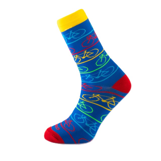 MEIA 36/38 CANO MEDIO PARTENZA AZUL/AMARELO/VERMELHO BIKES