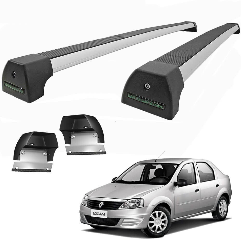 RACK DE TETO LONG LIFE SPORT ALUM. P/ RENAULT LOGAN ATÉ 2013. (ALOG)