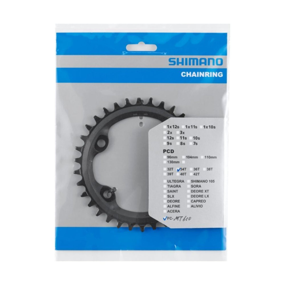 COROA 34D SHIMANO DEORE M6000 12 VELOCIDADES (Y0K434000) - PRETO
