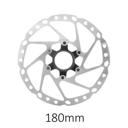 ROTOR DE FREIO A DISCO SHIMANO C. LOCK SLX RT64 180mm - PRETO/PRATA