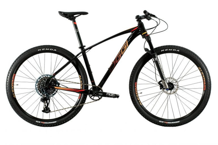 BICICLETA 29 OGGI BIG WHEEL 7.5 SRAM NX/GX EAGLE 12V - PRETO/DOURADO/VERMELHO / (M - 17)
