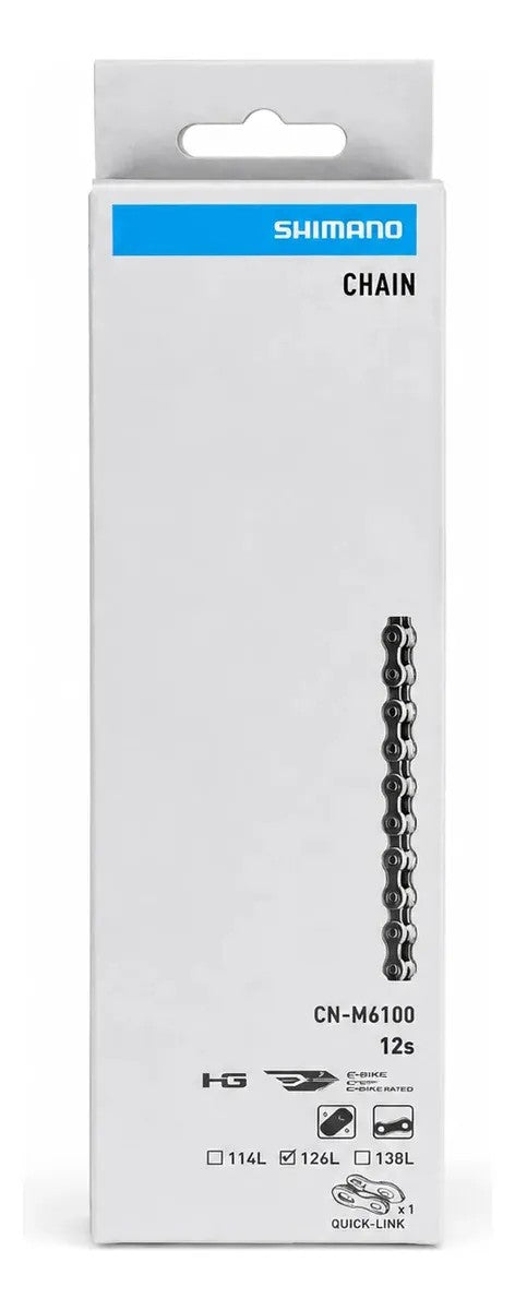 CORRENTE SHIMANO CN-M6100 138L 2X12V DEORE C/ QUICK LINK (ICNM6100138Q) - CINZA