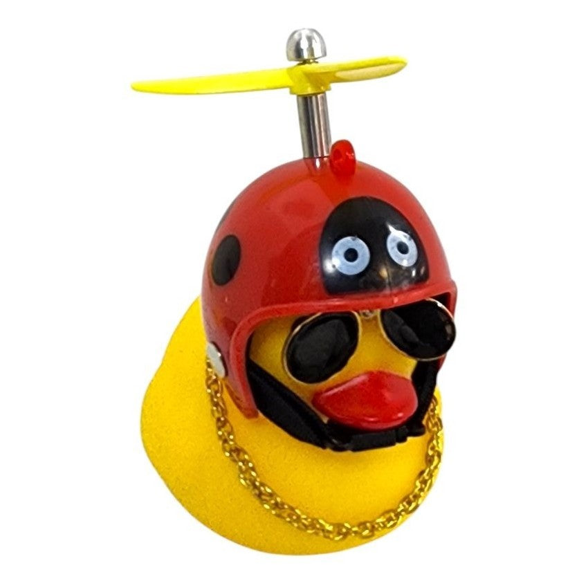 BUZINA SILICONE PATO COM CAPACETE VERMELHO JOANINHA