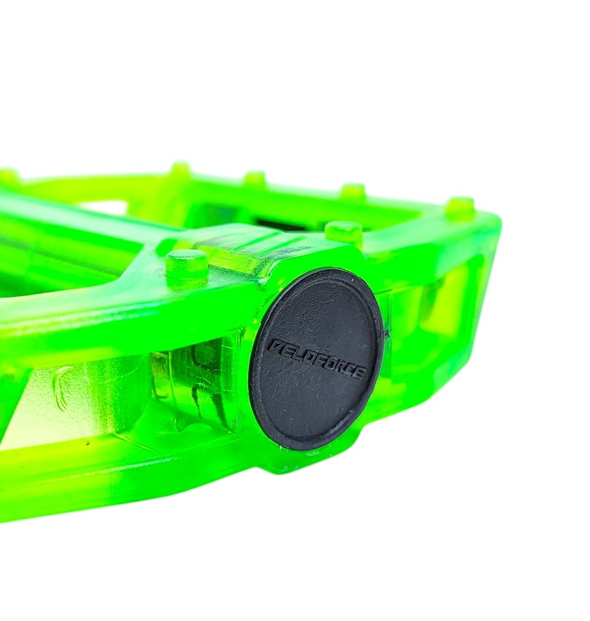 PEDAL PLATAFORMA 9/16 ESFERADO ACRÍLICO COM REFLETOR TRANSPARENTE VERDE