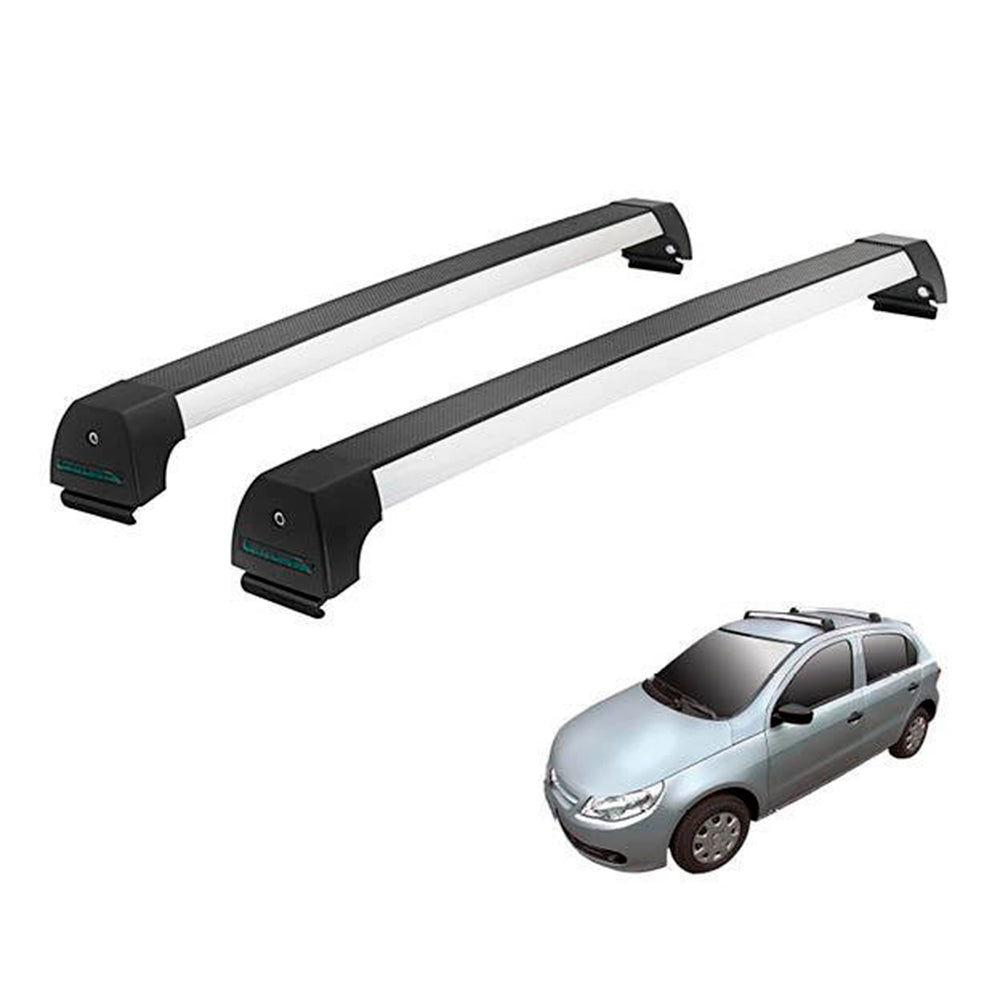 RACK DE TETO LONG LIFE SPORT ALUM. P/ GOL/SAVEIRO/VOYAGE/PARATI/G5/G6/G7 2009+ FIXA NO FRISO (AG-5) - PRATA
