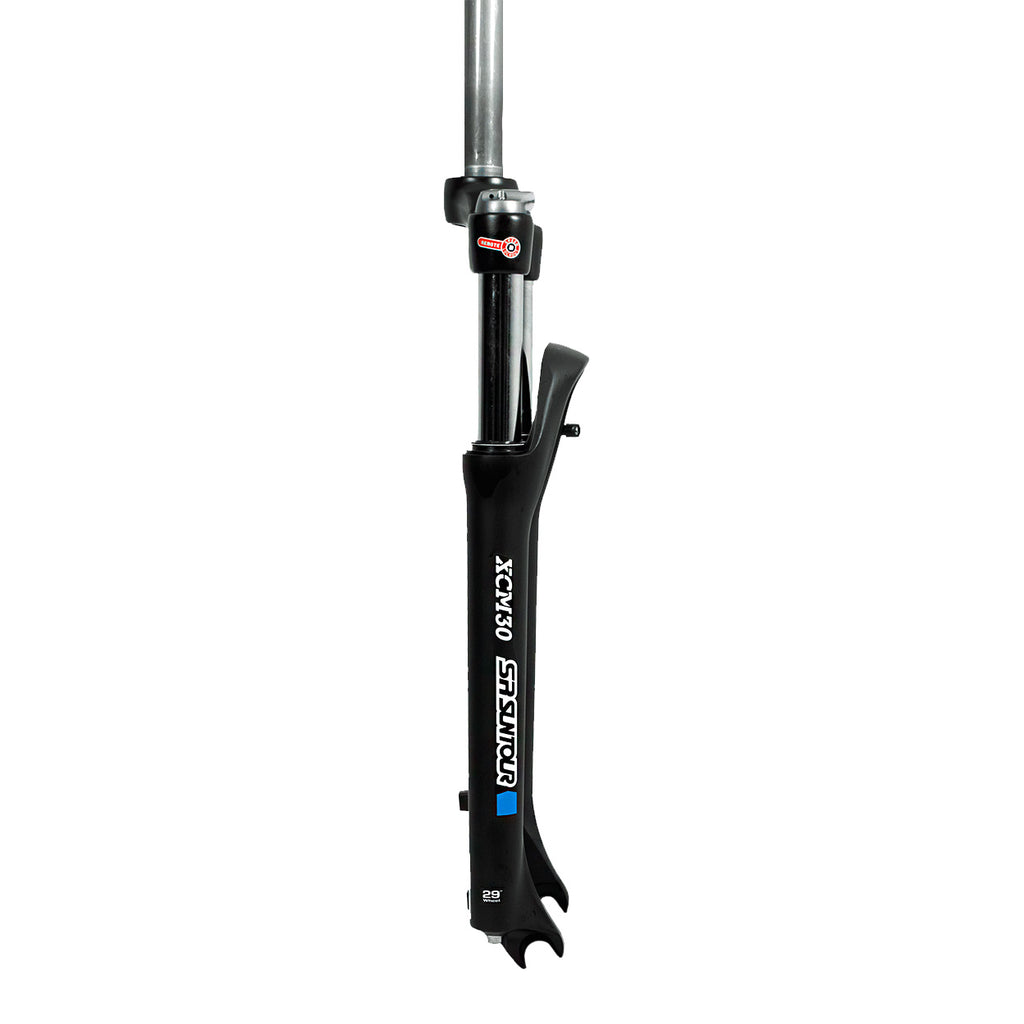 SUSPENSÃO DE BICICLETA 29 AHEAD SUNTOUR XCM30 100MM TRAVA REMOTA (ESPIGA CORTADA 215mm)