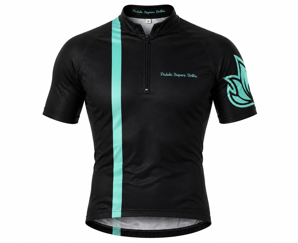 Camisa Ciclismo Filip Dillis Preto/Turquesa