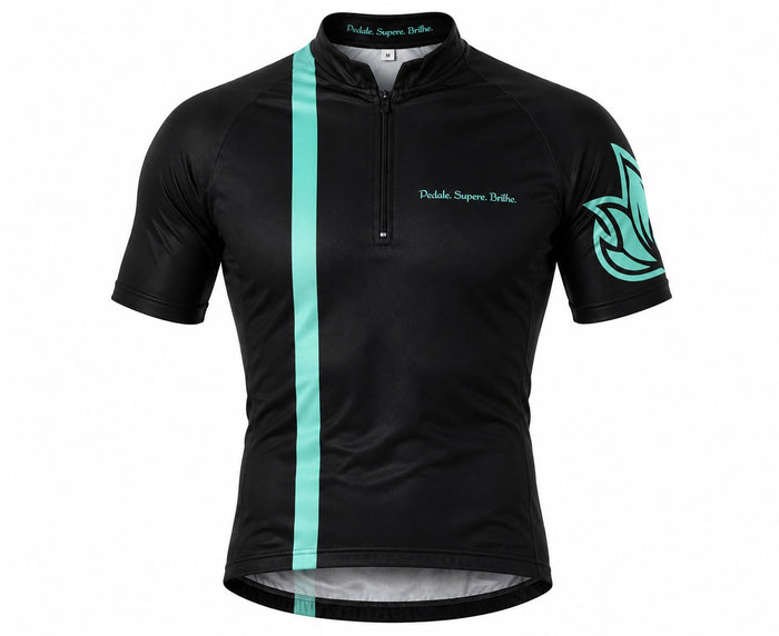 Camisa Ciclismo Filip Dillis Preto/Turquesa - PRETO/TURQUESA / P