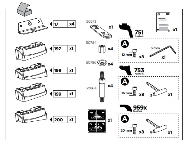 KIT PARA SUPORTE DE BARRAS THULE (3136 D) MERCEDES C CLASS (183136) - PRETO