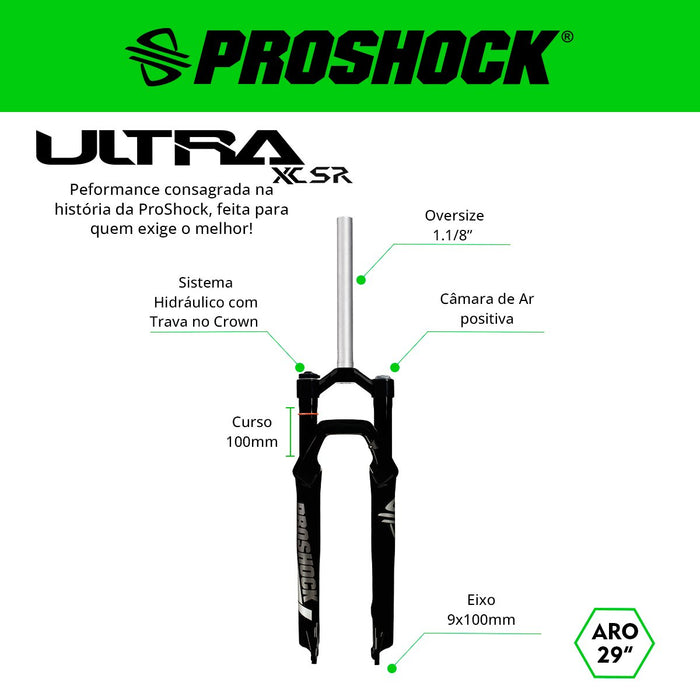 Suspensão Ultra Xc Trava No Crown Sr Spider Aro 29 Eixo 9x100 Preta Brilhante