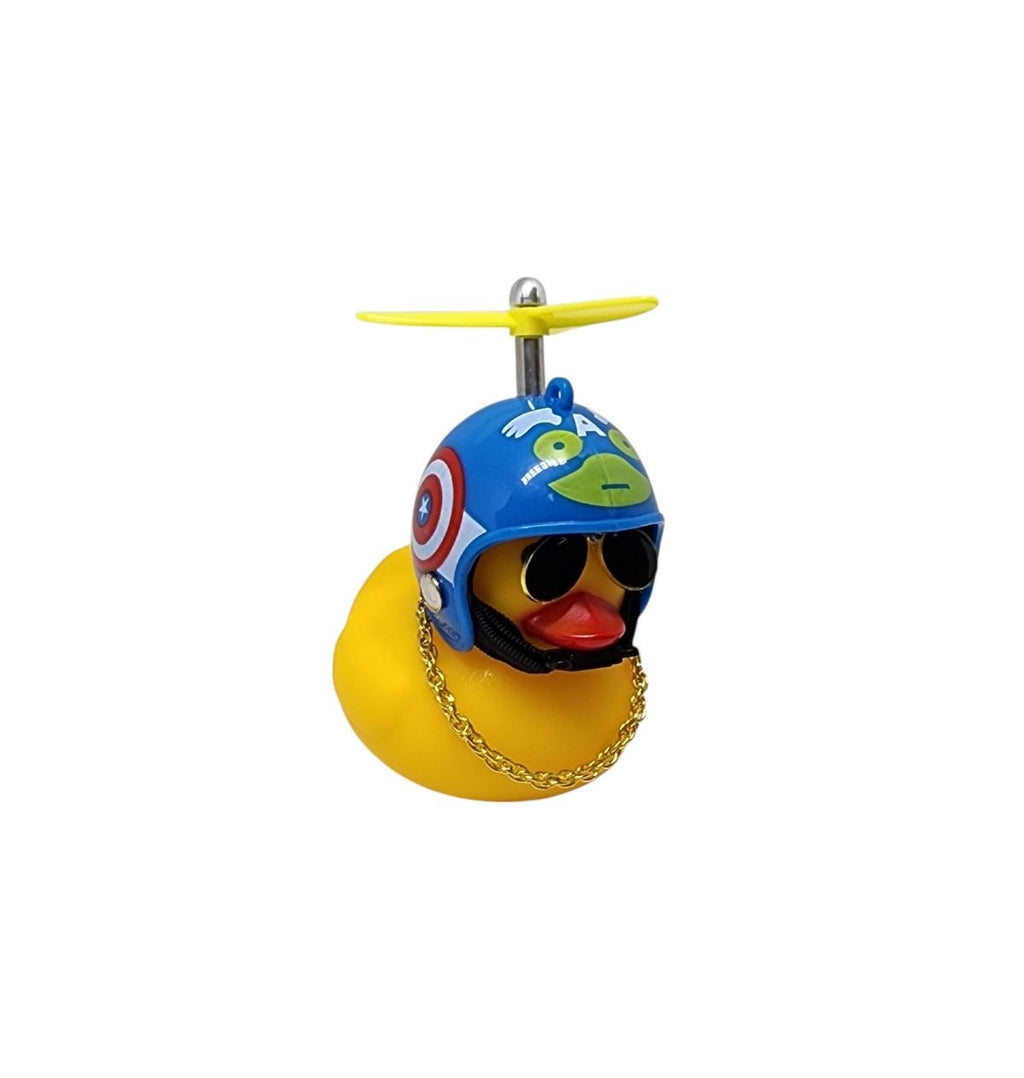 BUZINA SILICONE PATO COM CAPACETE AZUL CAPITÃO AMÉRICA