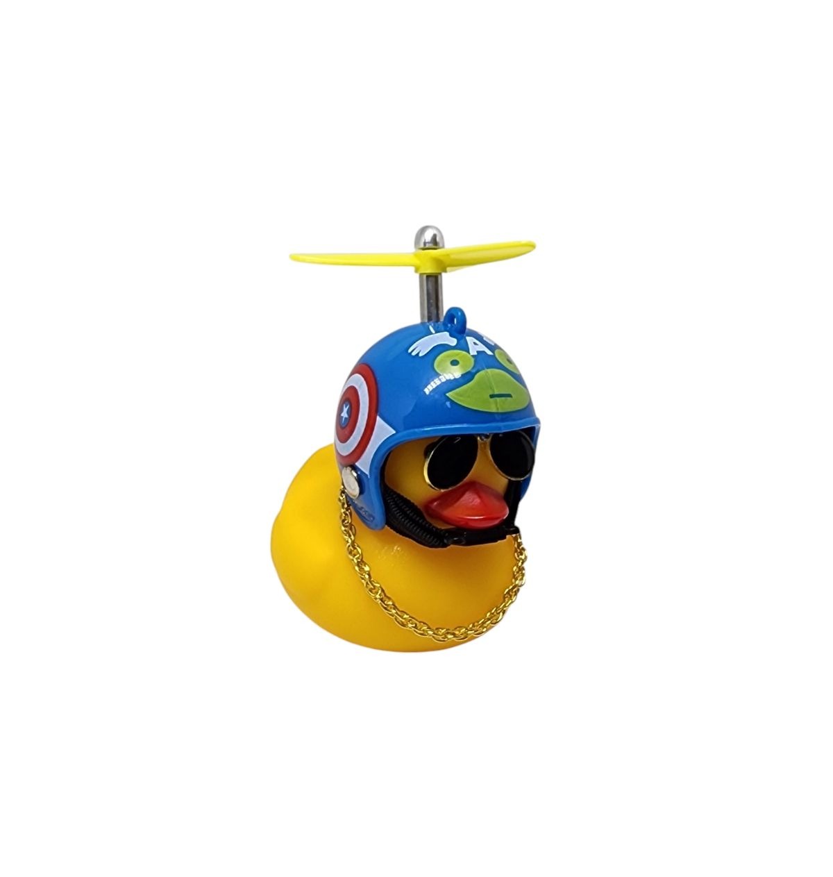 BUZINA SILICONE PATO COM CAPACETE AZUL CAPITÃO AMÉRICA