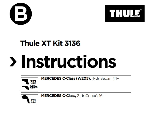 KIT PARA SUPORTE DE BARRAS THULE (3136 D) MERCEDES C CLASS (183136)