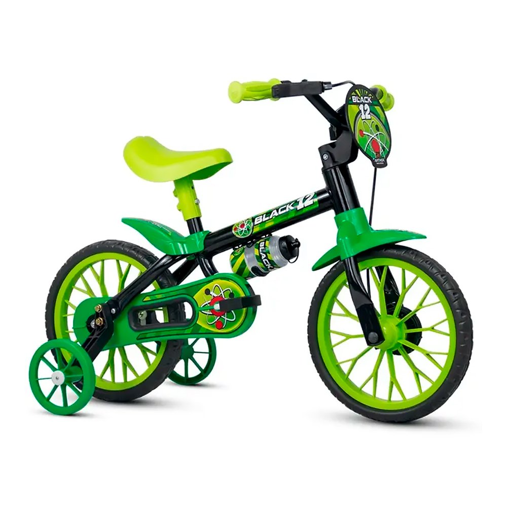 Bicicleta 12 Nathor Black 12 - Preto/Verde