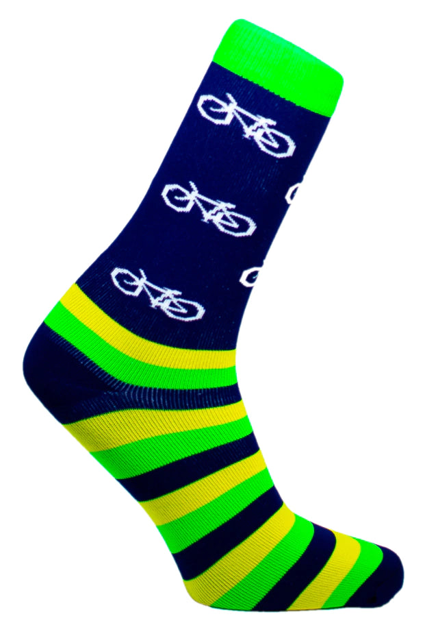 MEIA 36/38 CANO MEDIO PARTENZA AZUL/VERDE/AMARELO BIKE