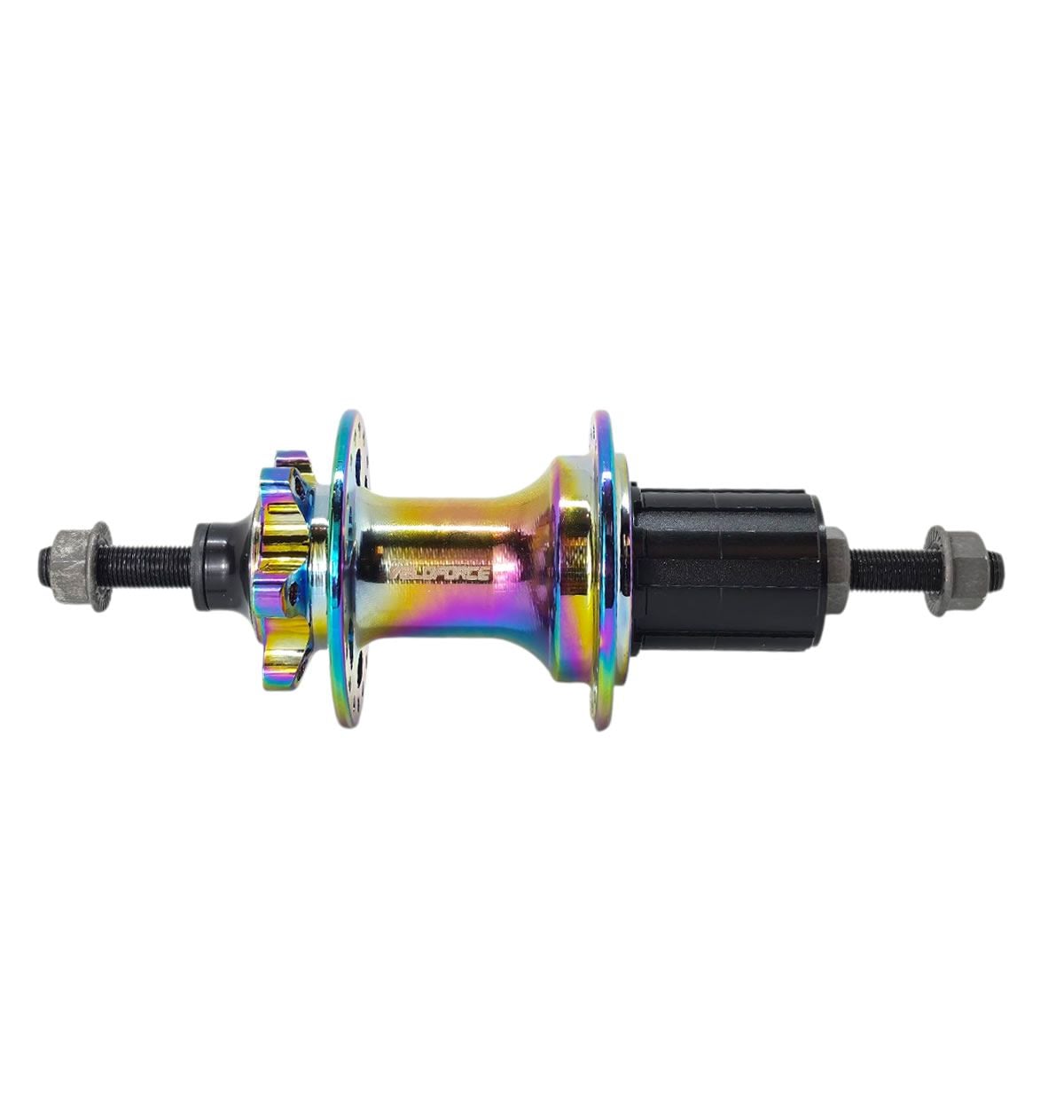 CUBO TRASEIRO VELOFORCE BARULHENTO 12V 10X135MM 36 FUROS EIXO MACIÇO RAINBOW