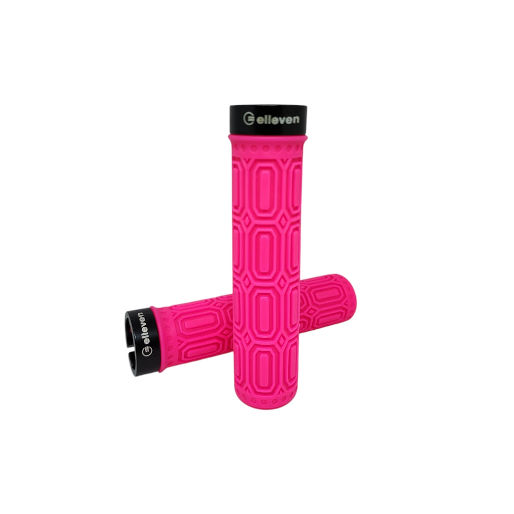 MANOPLA ELLEVEN MTB SILICONE PREMIUM 137MM COM TRAVA ROSA