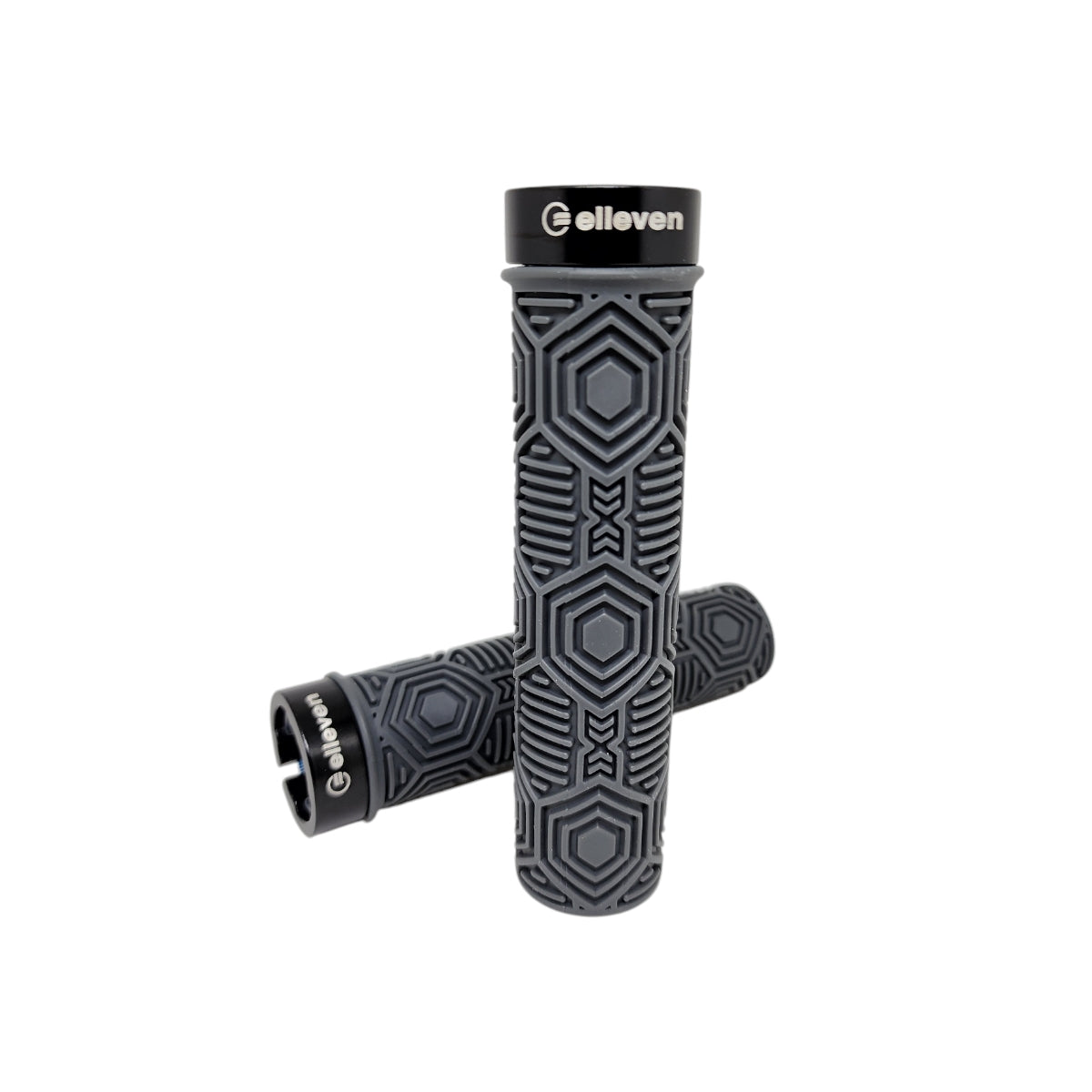 Manopla Mtb Elleven Silicone Premium 3 137mm Com Trava Cinza