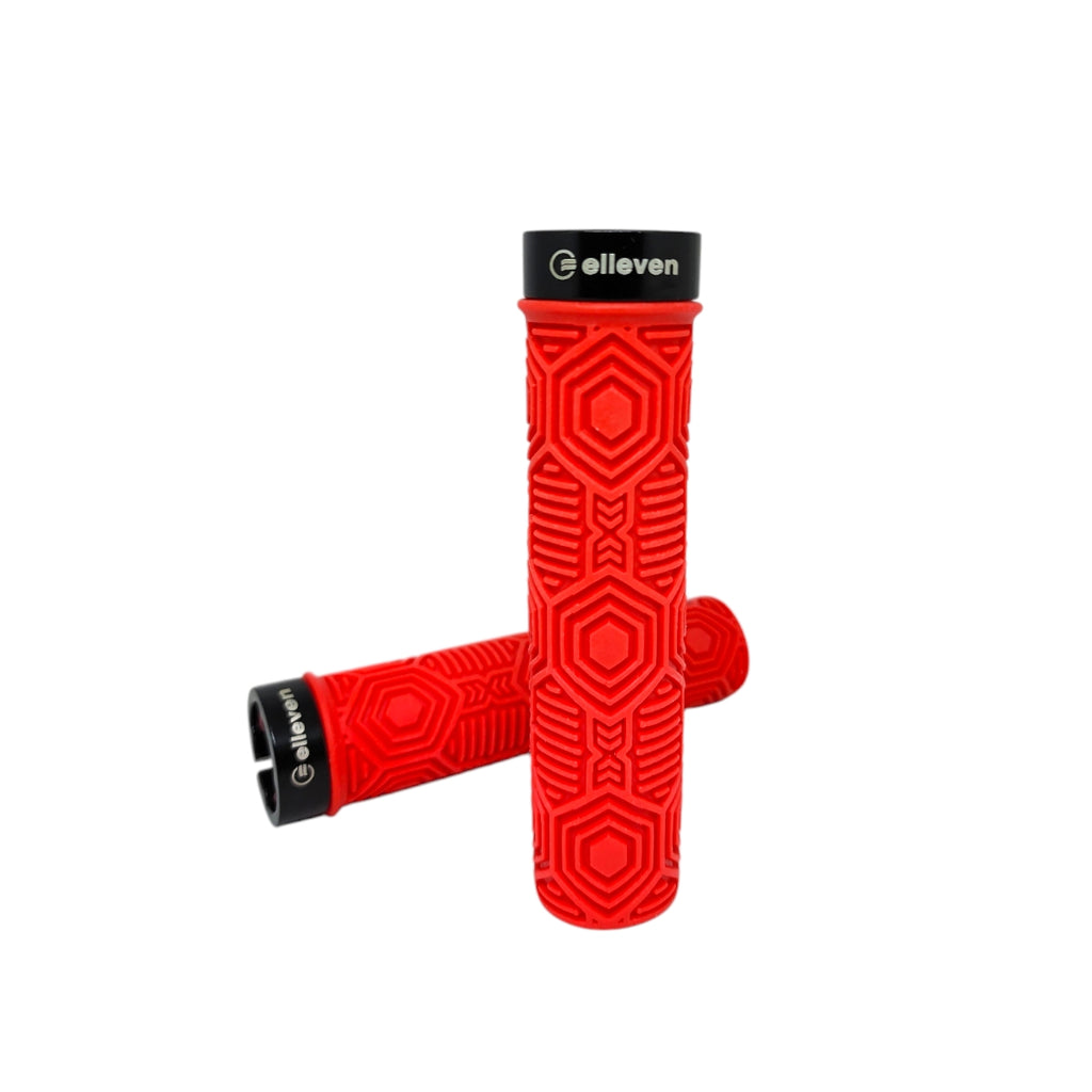 Manopla Elleven Mtb Silicone Premium 3 137mm Com Trava Vermelha