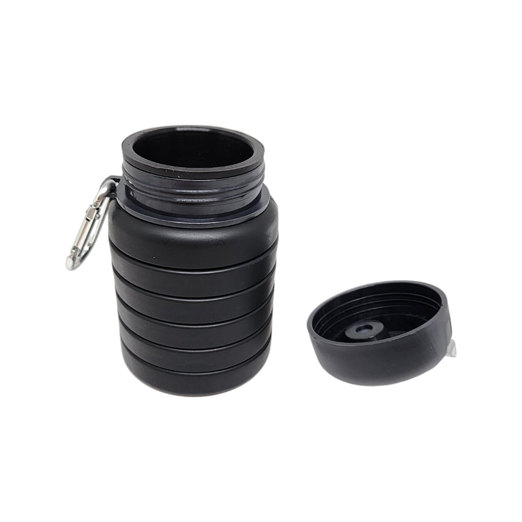 Caramanhola Elleven Garrafa Hidratação 480ml Silicone Retrátil Preta