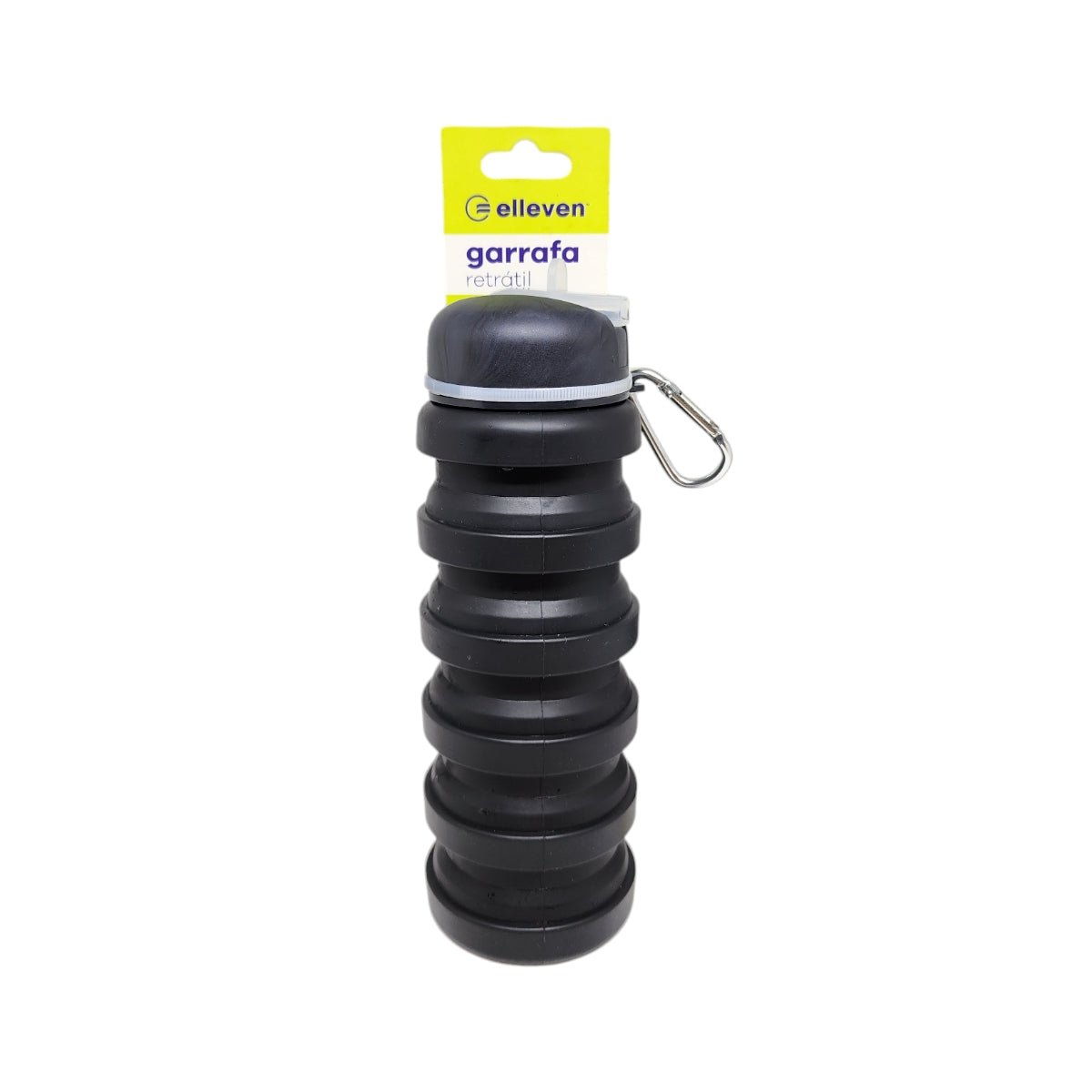 CARAMANHOLA ELLEVEN GARRAFA HIDRATAÇÃO 480ML SILICONE RETRÁTIL PRETA