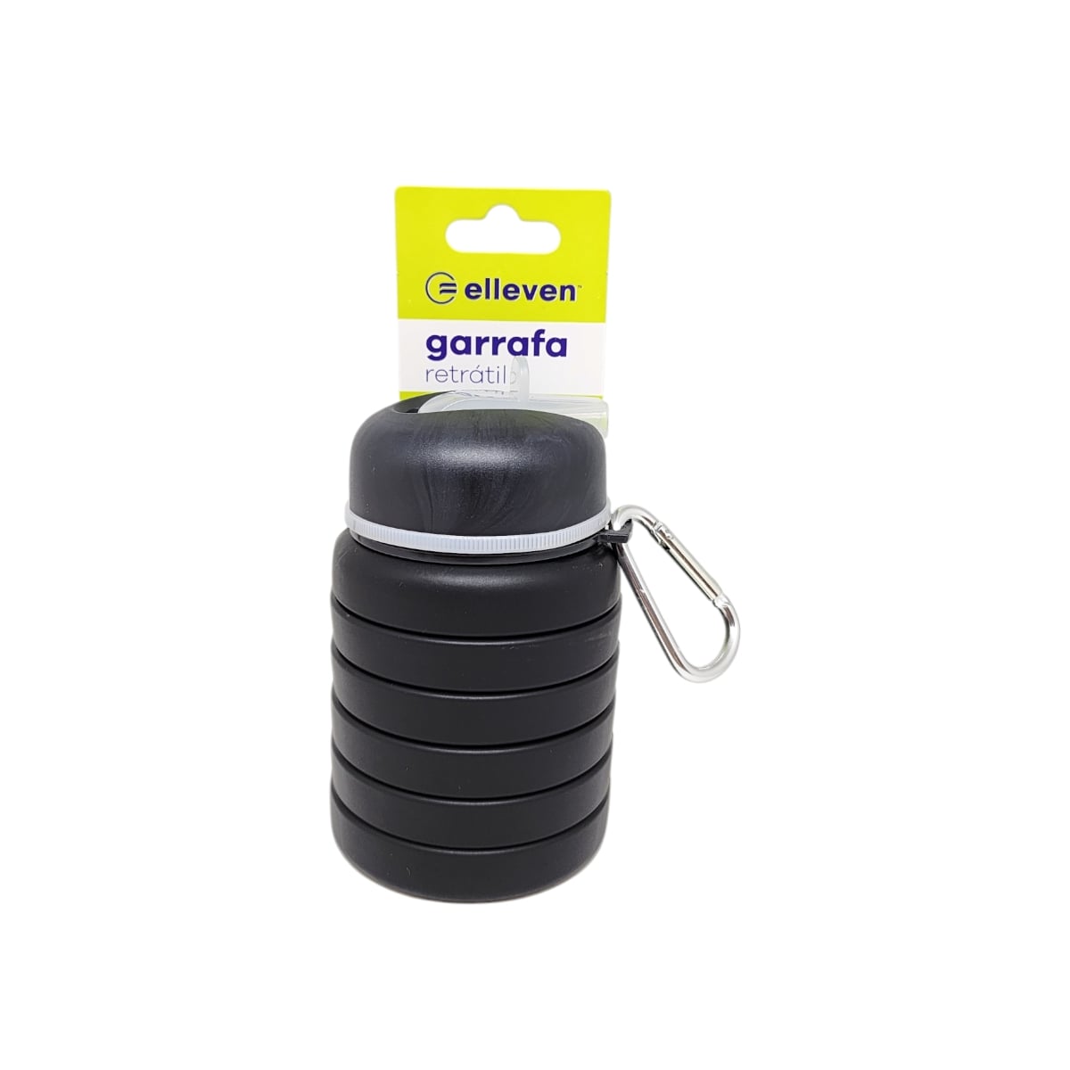 Caramanhola Elleven Garrafa Hidratação 480ml Silicone Retrátil Preta