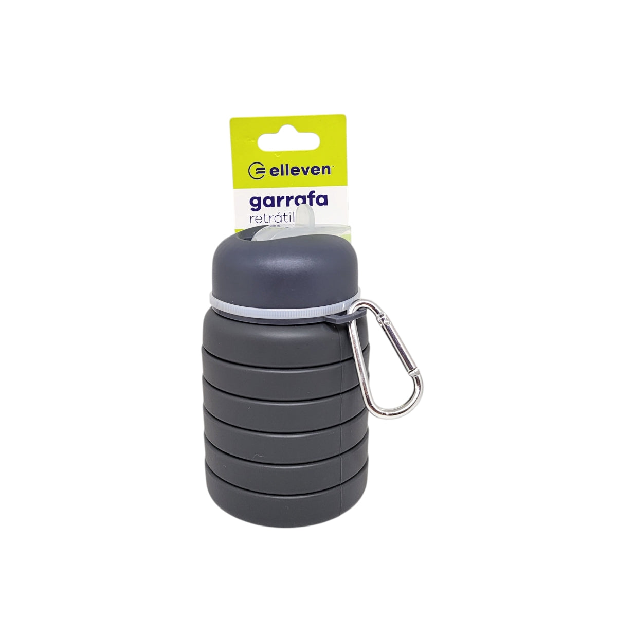 CARAMANHOLA ELLEVEN GARRAFA HIDRATAÇÃO 480ML SILICONE RETRÁTIL CINZA