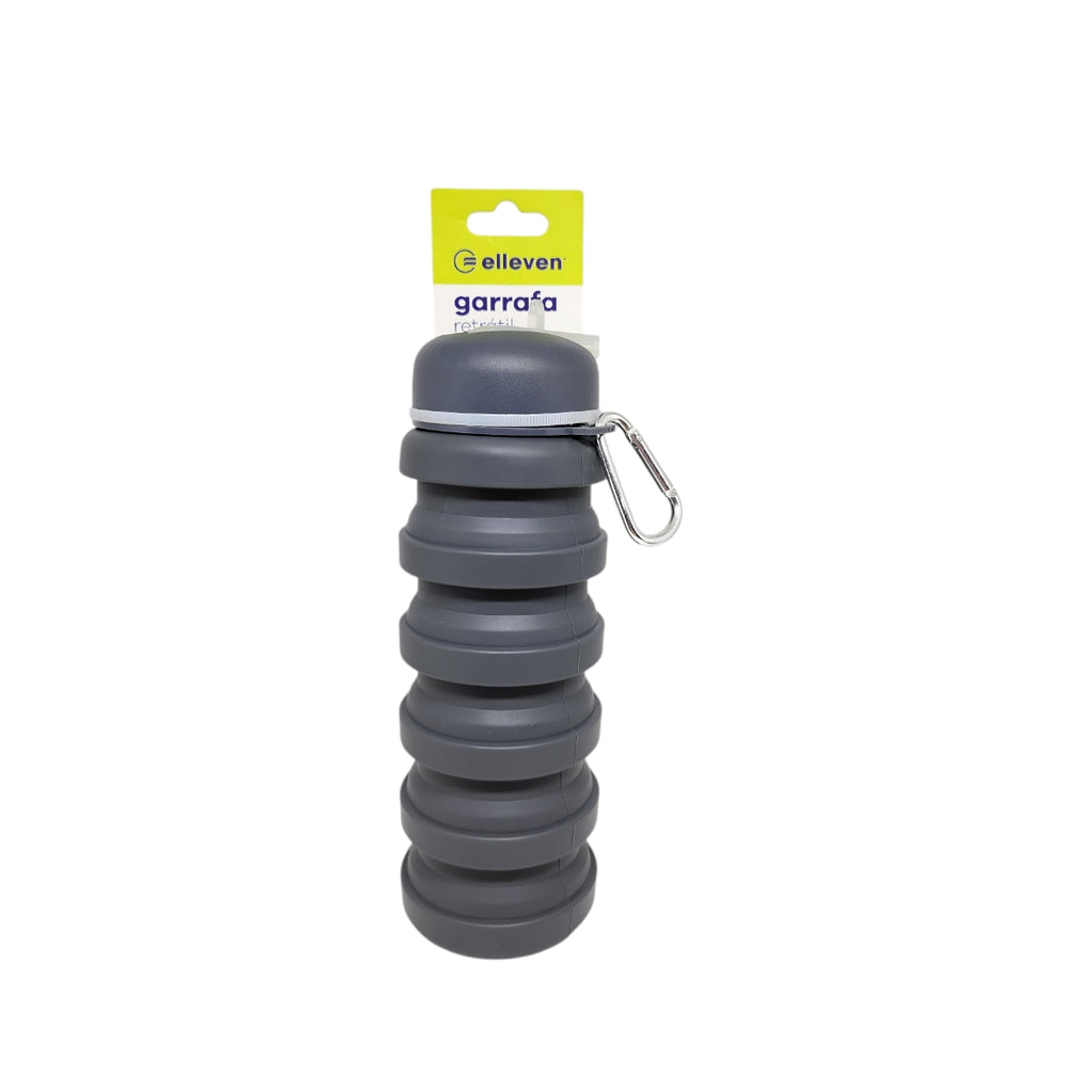 CARAMANHOLA ELLEVEN GARRAFA HIDRATAÇÃO 480ML SILICONE RETRÁTIL CINZA