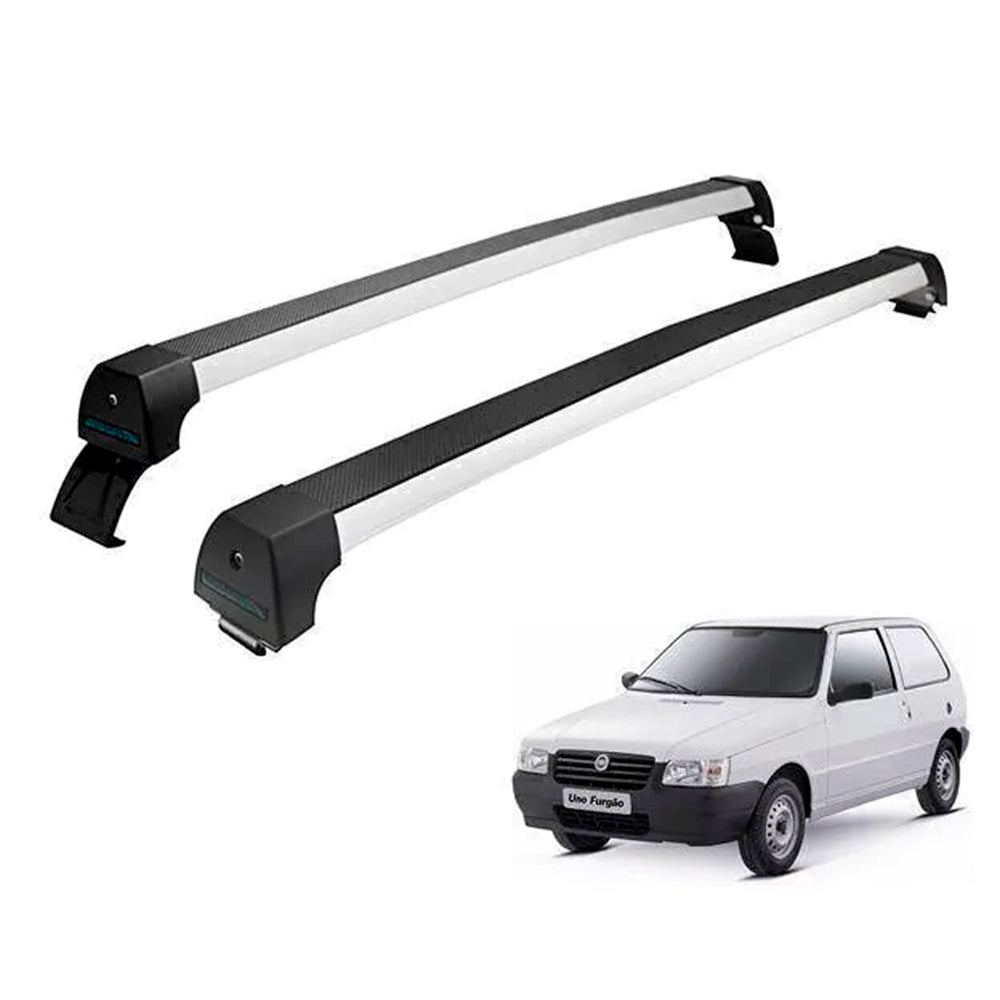 RACK LONG LIFE SPORT ALUM. PRATA P/ FIAT UNO MILLE S/ LONG - ATÉ 2010 (AF-2)