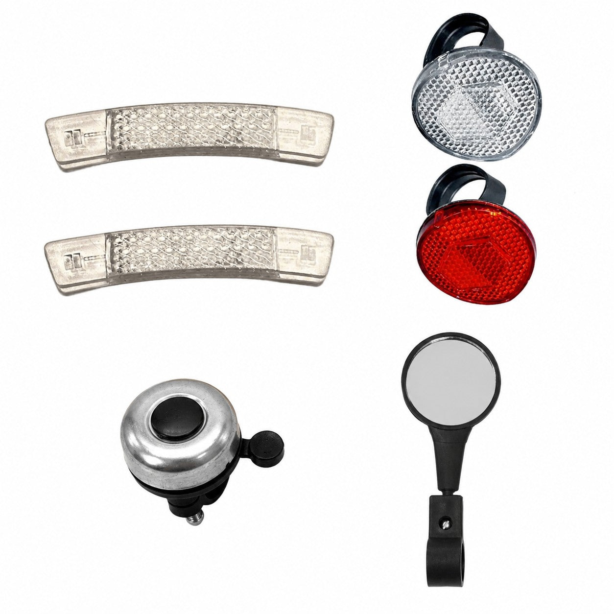 KIT SEGURANÇA REFLETORES D/T RODAS ESPELHO BUZINA CAMPAINHA TRIM TRIM