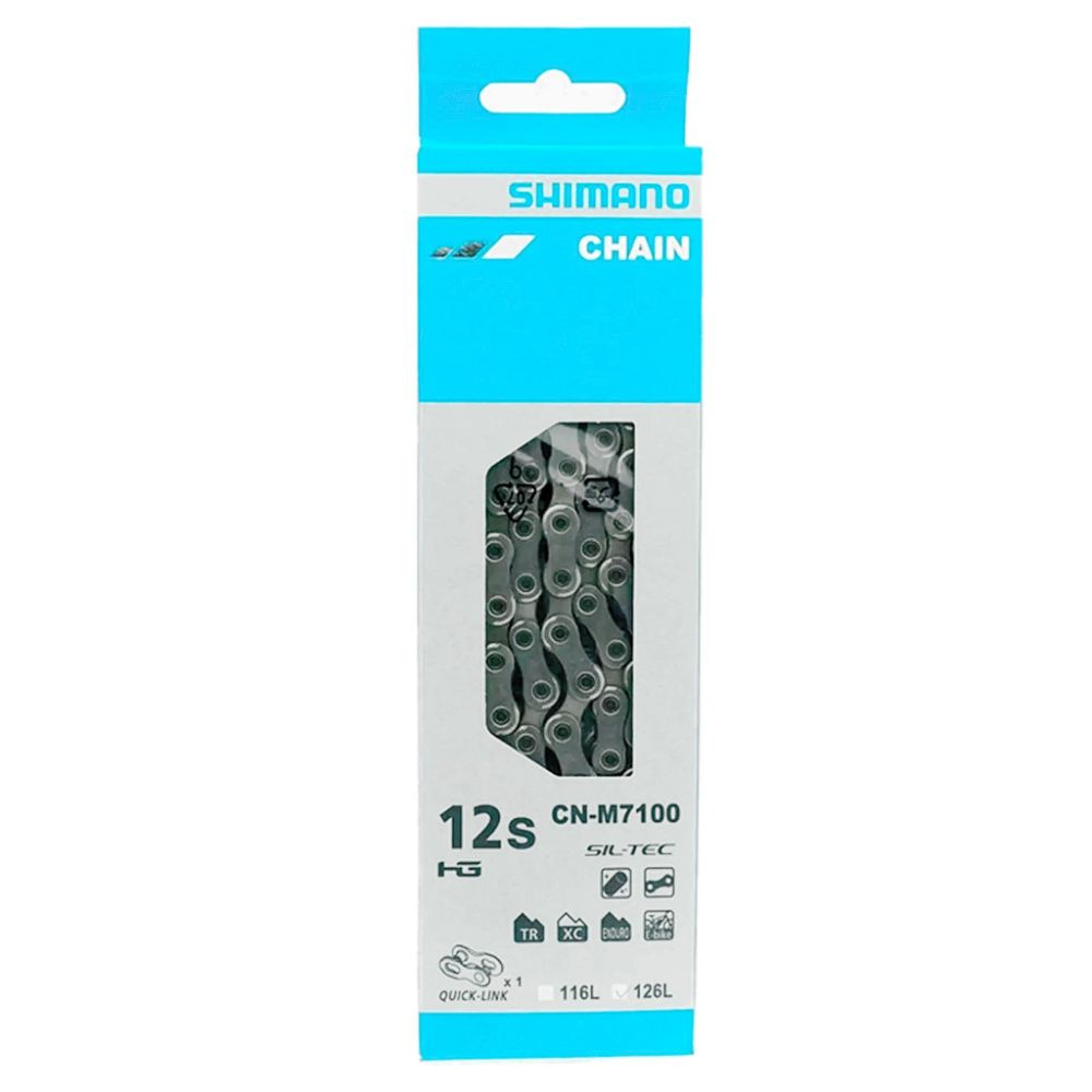 CORRENTE FINA SHIMANO M7100 126L 12V SLX C/ QUICK LINK (ICNM7100126Q) - CINZA