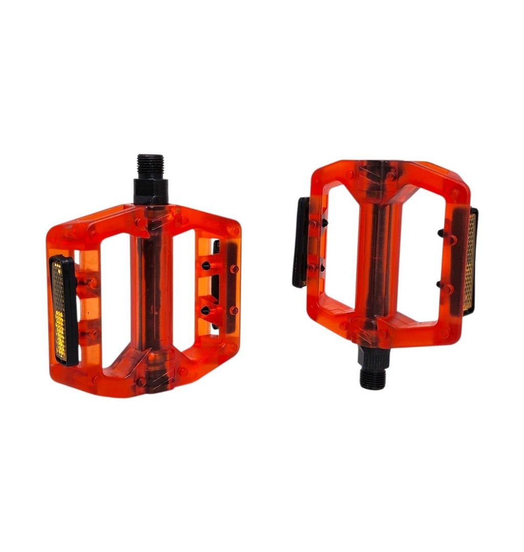 PEDAL PLATAFORMA 9/16 ESFERADO ACRÍLICO COM REFLETOR TRANSPARENTE VERMELHO