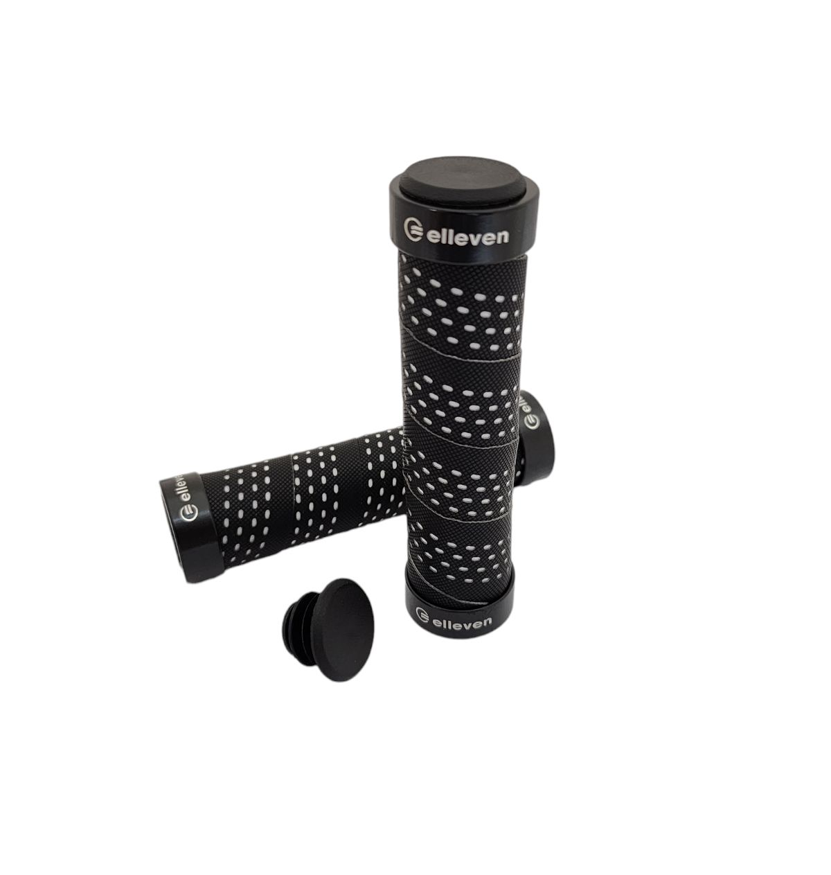 MANOPLA MTB EM EVA COM TRAVA 130MM ELLEVEN PRETO/BRANCO