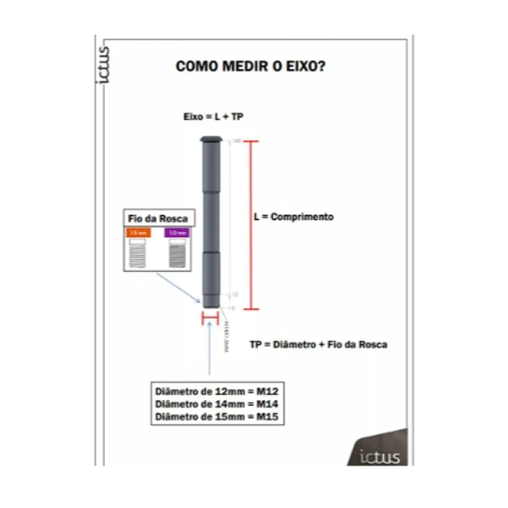 EIXO PASSANTE ICTUS 12MM 142MM TRASEIRO C/ ARRUELA CONICA  (L:159MM TP: M12x1,00MM) - PRETO