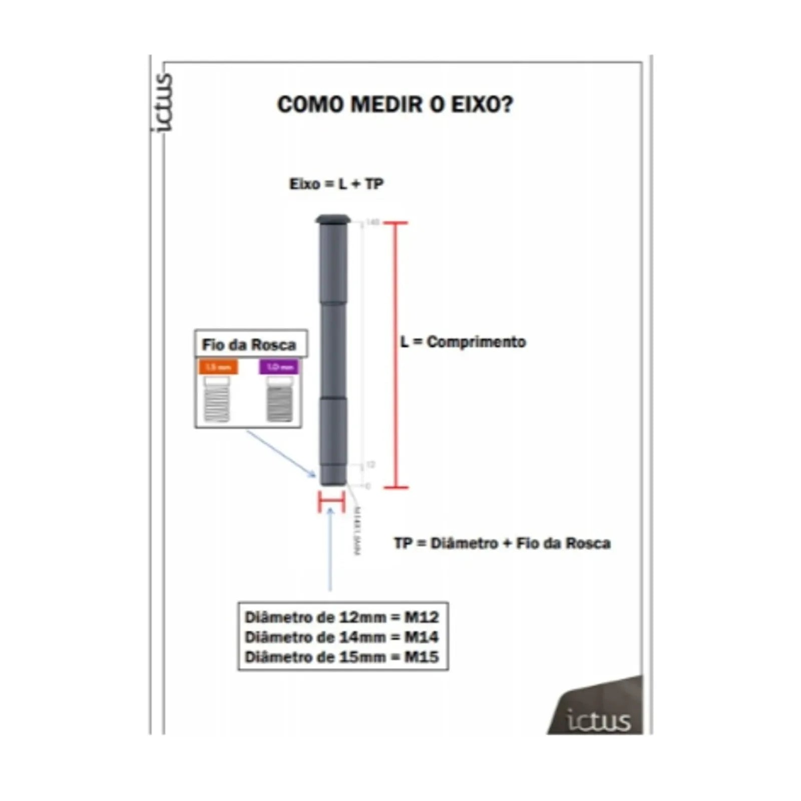 EIXO PASSANTE ICTUS 12MM 142MM TRASEIRO C/ ARRUELA CONICA  (L:159MM TP: M12x1,00MM) - PRETO