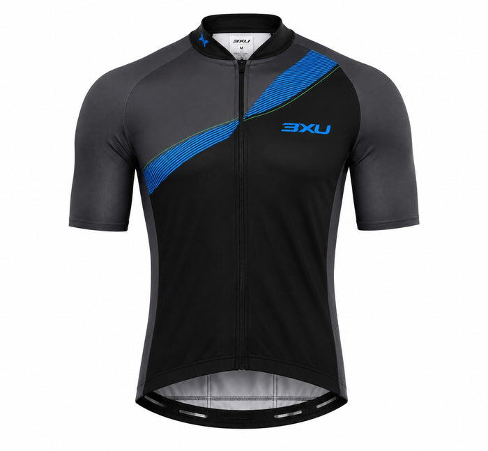 Camisa Ciclismo Refactor 3xu Preto/Cinza/Azul - PRETO/CINZA/AZUL / P
