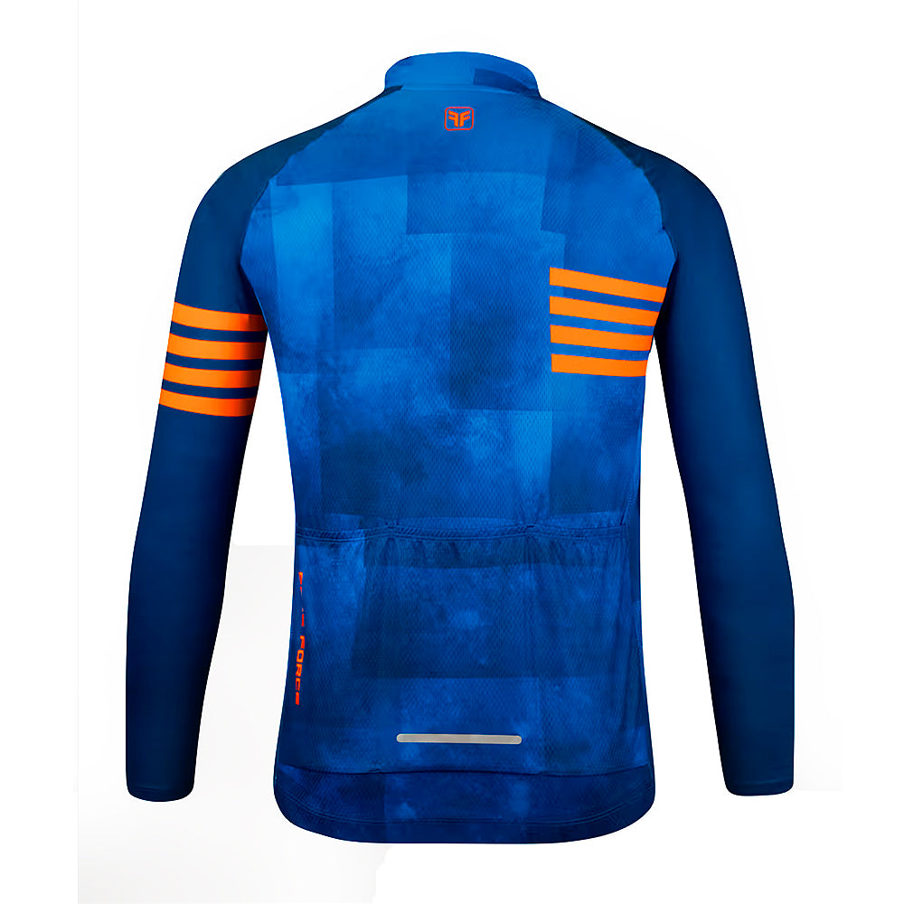 CAMISA CICLISMO FREE FORCE BASIC MANGA LONGA FREEDOM - AZUL/LARANJA - P