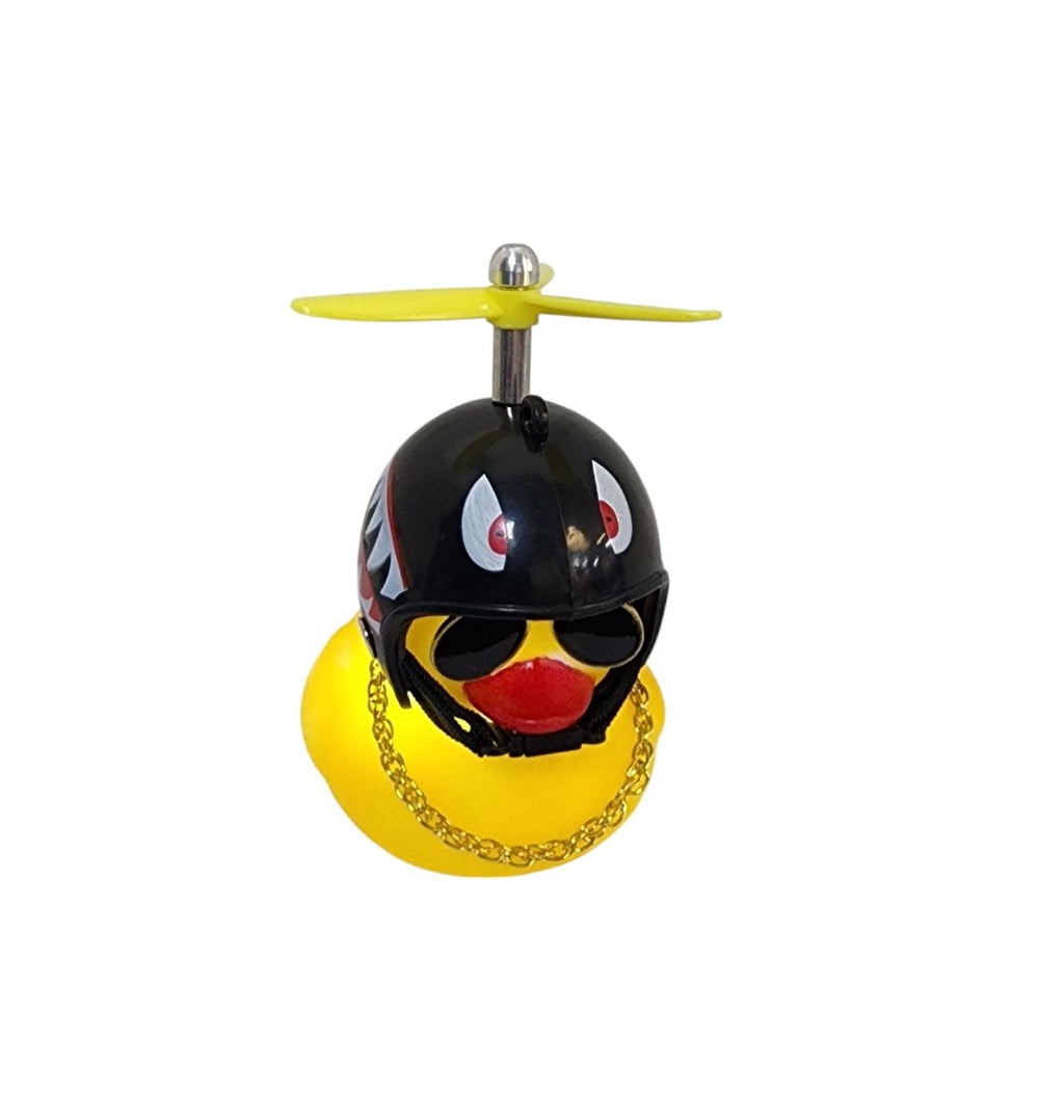 BUZINA SILICONE PATO COM CAPACETE PRETO TUBARÃO