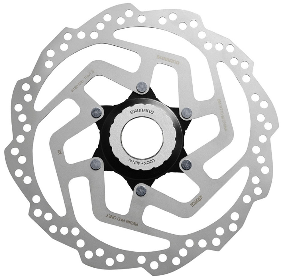 ROTOR DE FREIO A DISCO SHIMANO C. LOCK 180MM RT10 - PRATA
