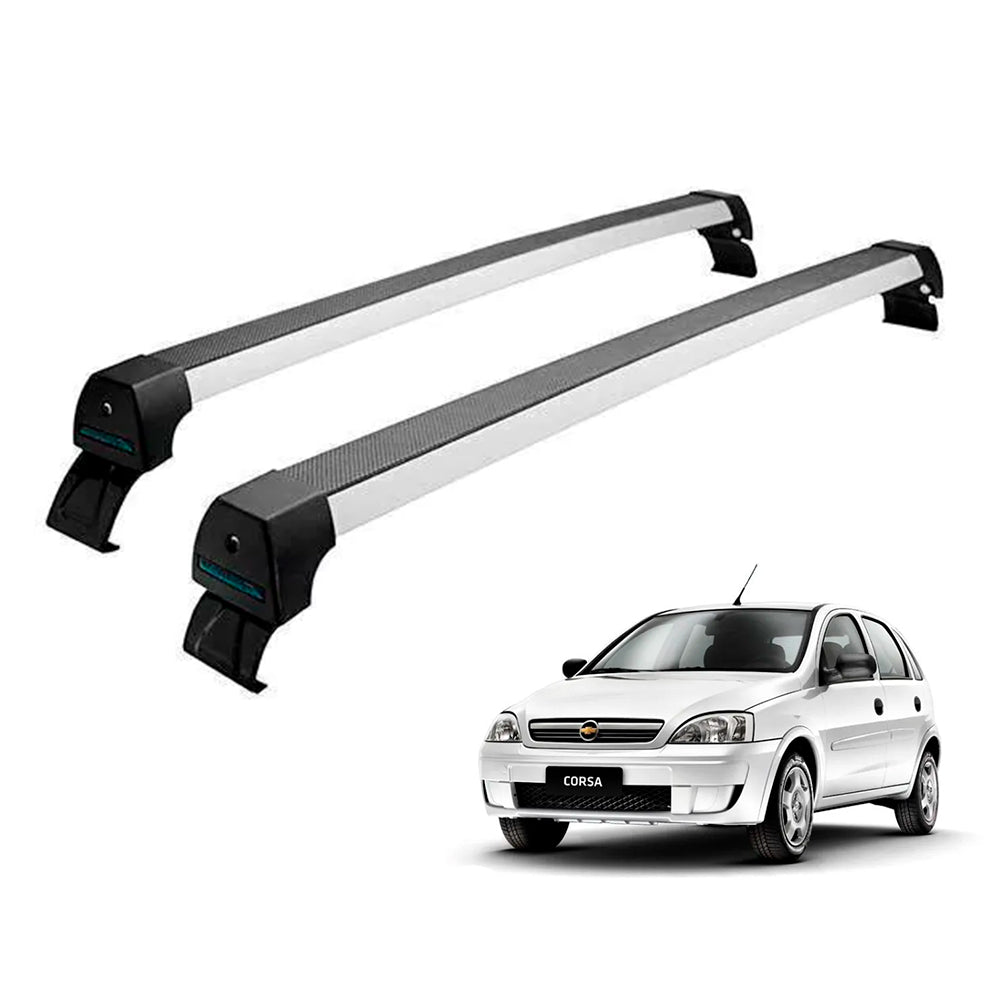 RACK LONG LIFE SPORT ALUM. PRATA P/ CHEVROLET CLASSIC/CELTA/PRISMA/CORSA/SEDAN/HATCH - 2/4 PORTAS (ACs)