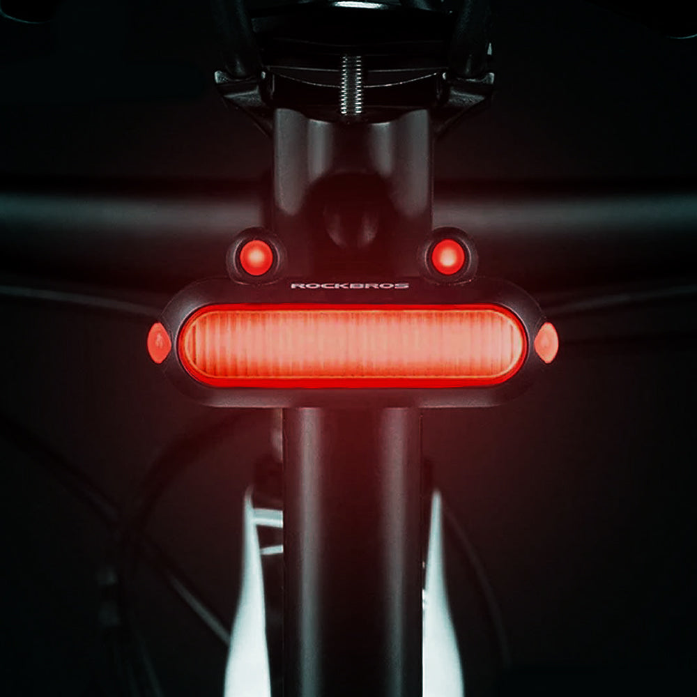 SINALIZADOR TRASEIRO ROCKBROS BIÔNICO 180° INTELIGENTE 70 LM - PRETO/VERMELHO