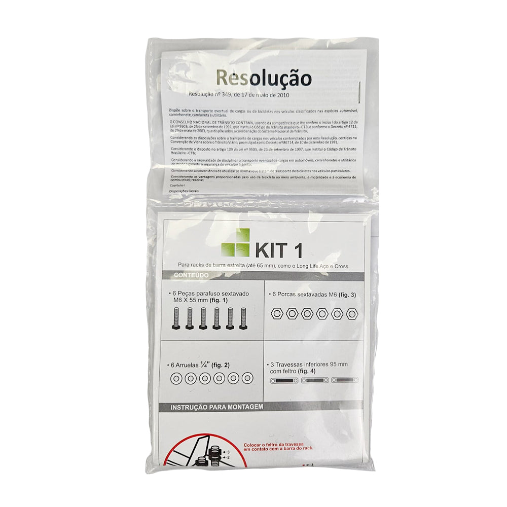 KIT DE FIXAÇÃO TRANSBIKE CALHA TETO LONG LIFE (KIT 1)