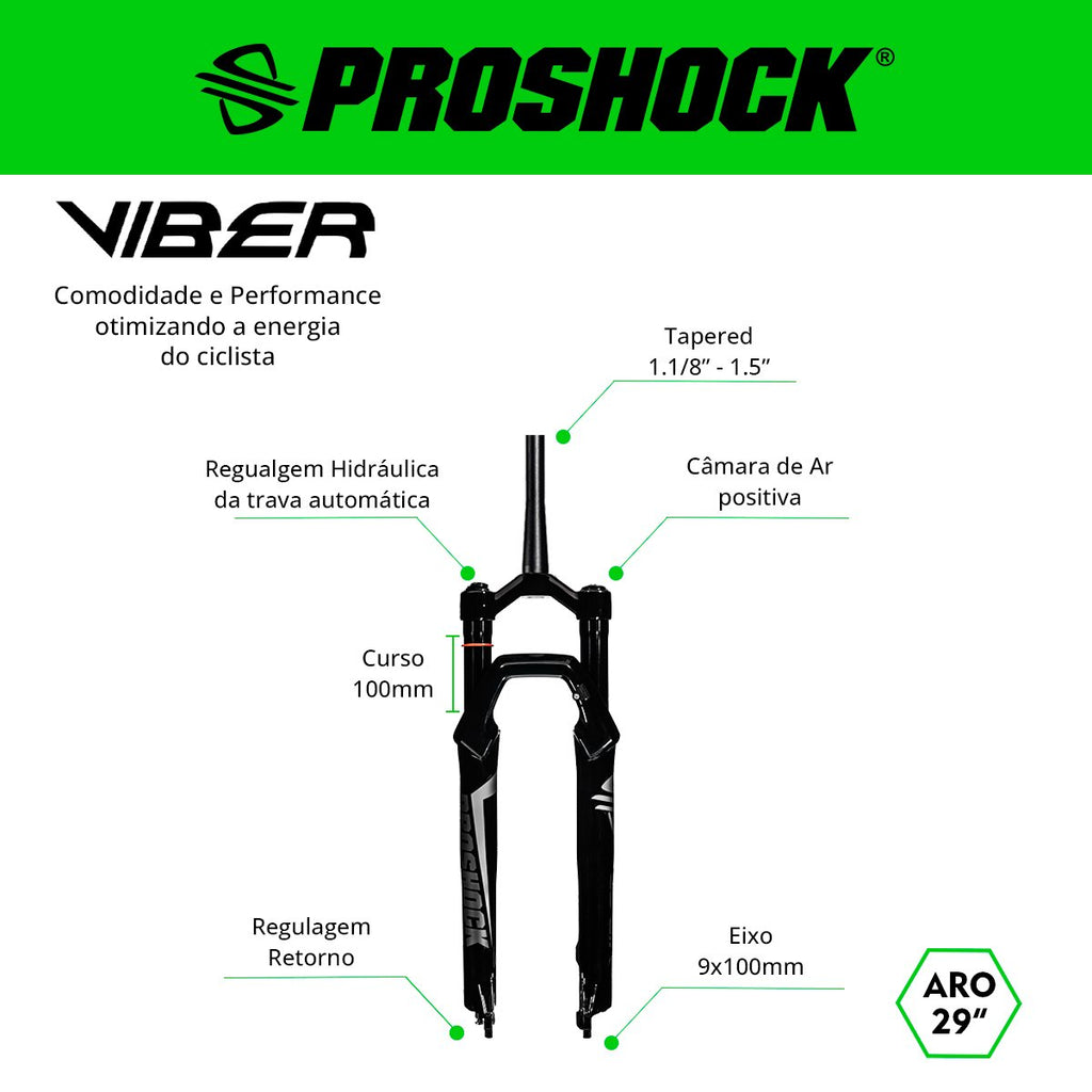 SUSPENSÃO VIBER SPIDER ARO 29 EIXO 9X100 PRETA BRILHANTE
