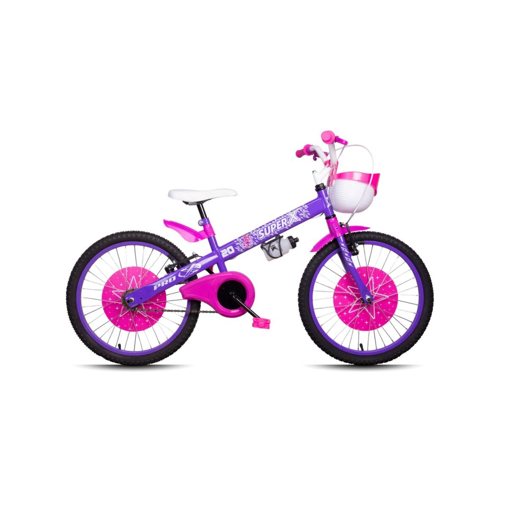 BICICLETA ARO 20 AÇO SUPER X ROXO/ROSA