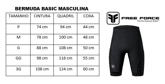 Bermuda de Ciclismo Masculina Free Force Basic Preta