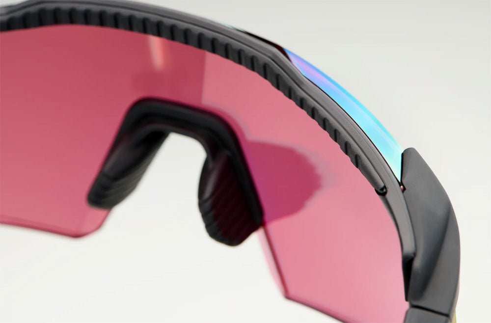 Oculos 100% Aerocraft - Soft Tact Black - Hiper Red Multilayer Mirror