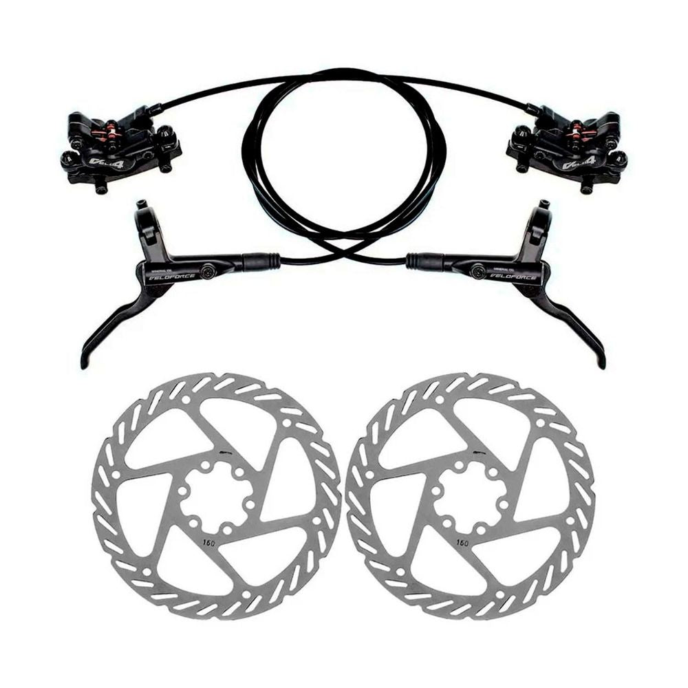 FREIO DISCO VELOFORCE HIDRÁULICO 4 PISTÕES C/ FLUIDO MINERAL (PAR) - PRETO