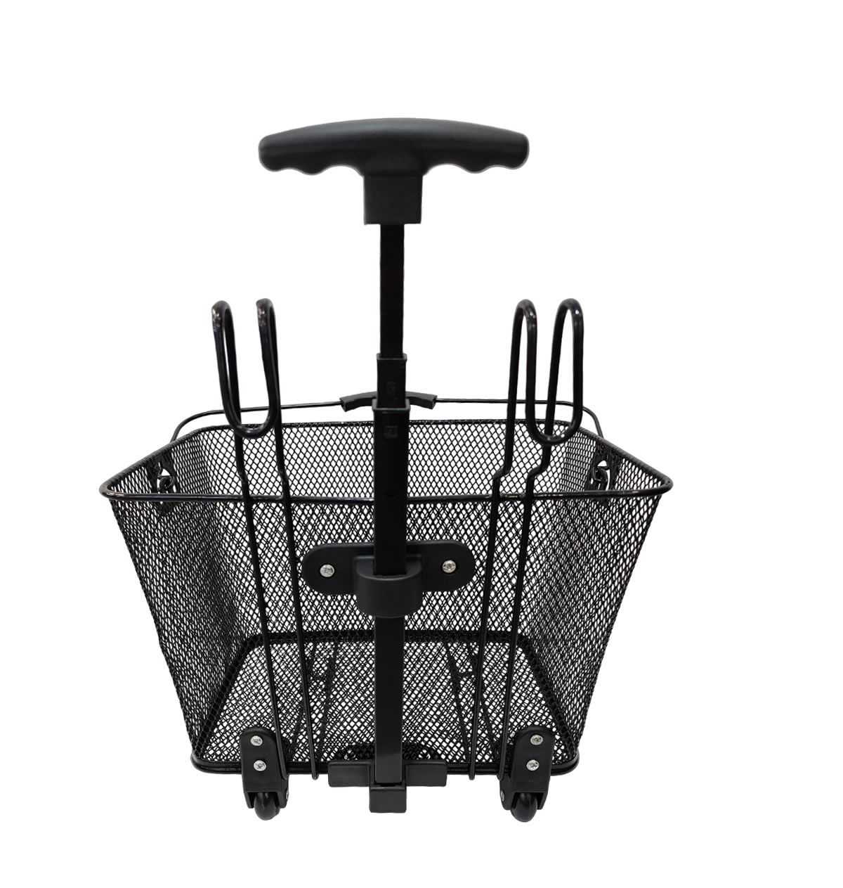 Cesta Aramada Elleven Carrinho 2 Em 1 40x30x22cm Com Alça - Preto