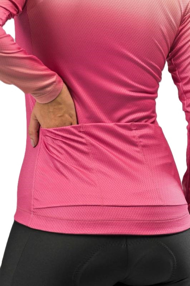 CAMISA DE CICLISMO FREE FORCE FEMININA BASIC MANGA LONGA PEACH 2024