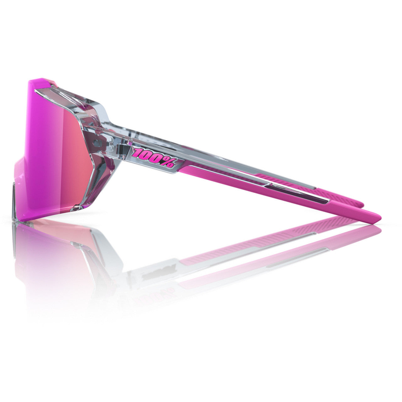 OCULOS 100% KORBIN - POLISHED TRANSLUCENT GREY - PURPLE MULTILAYER MIRROR PRETO